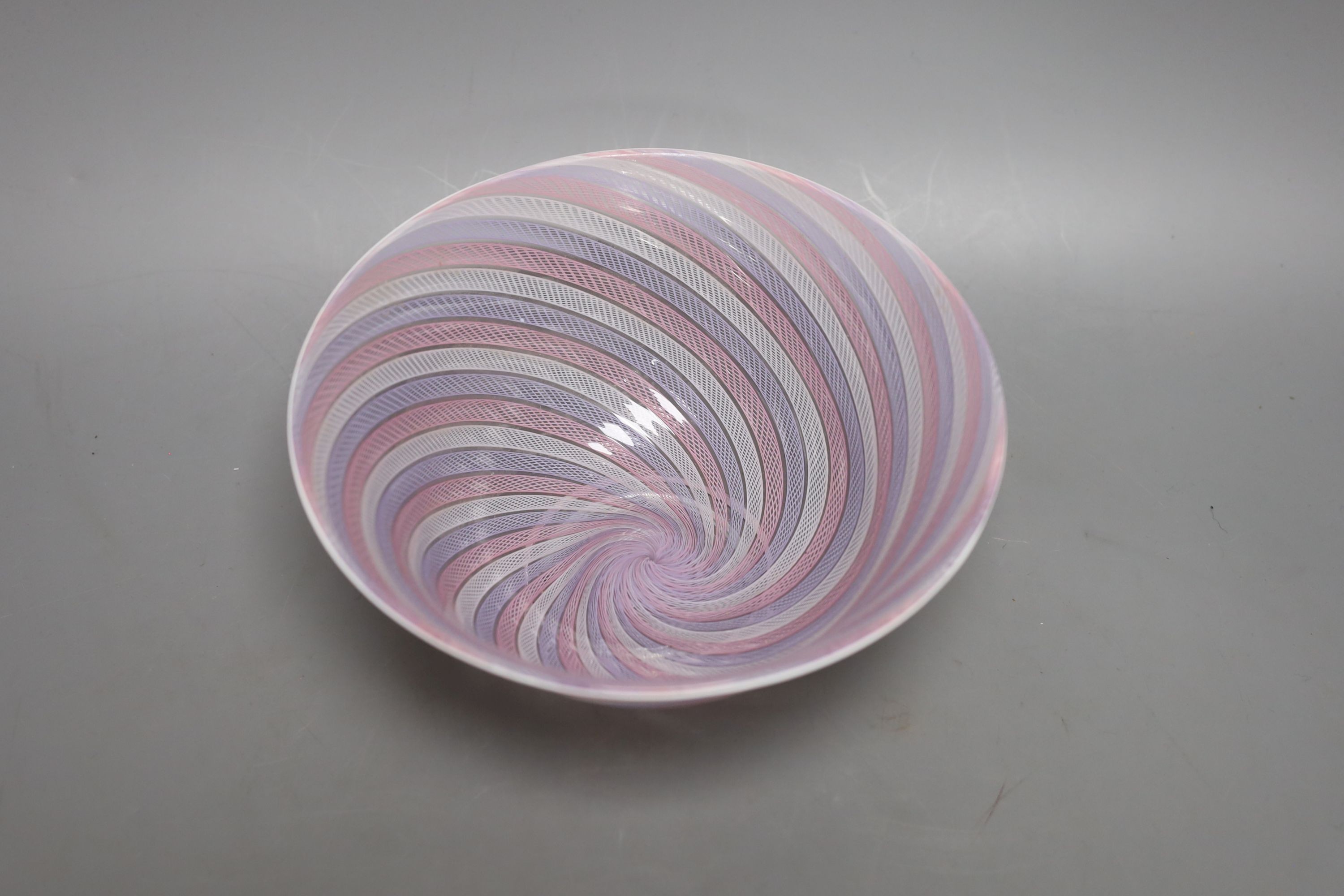 A Venetian latticinio bowl, 21cm.
